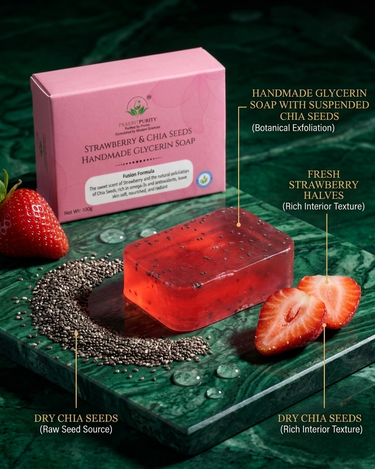 Strawberry & Chia Seeds Handmade Glycerin Soap 100g