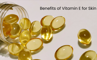 Shiny vitamin E capsules falling from a transparent jar, representing powerful antioxidant supplements that nourish skin from within.