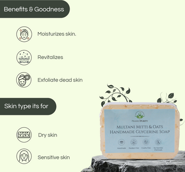 Multani Mitti & Oats Handmade Glycerine Soap 100g